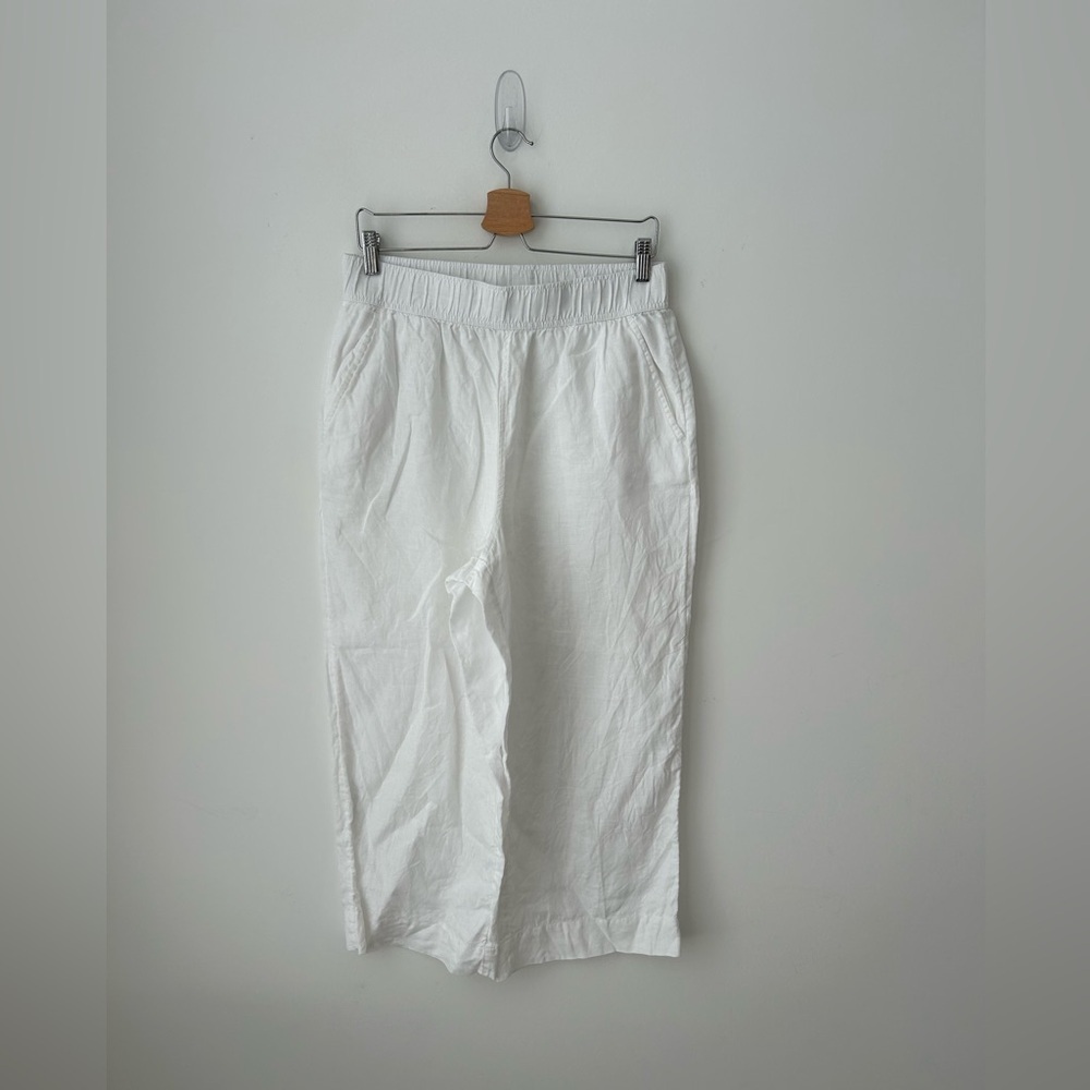 White linen high waist pant
